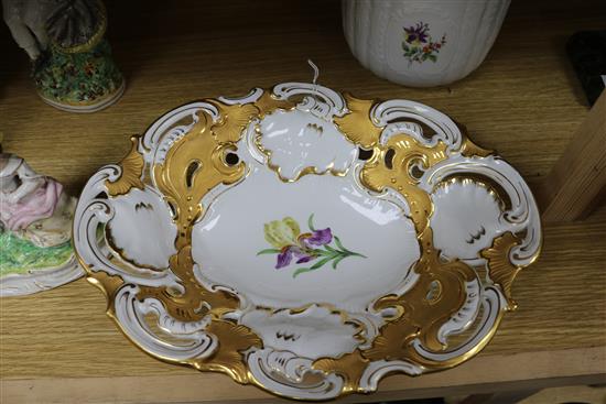 A Meissen jardiniere and an oval dish, early 20th century Dish 33cm length
